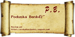 Poduska Benkő névjegykártya